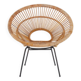 Fauteuil Corolle en rotin - 1960