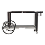 Tea trolley, black ash, chrome, vintage, modular, ca 1980