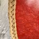 Vintage rattan tray, red Formica and scoubidou