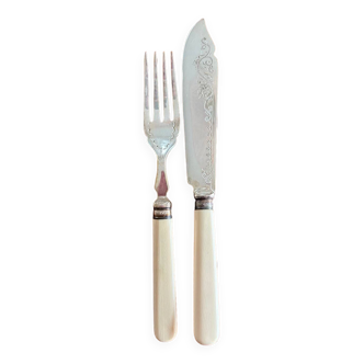 English fish cutlery XIX SILVER METAL