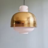 Pendant lamp in opaline and brass, Glassshütte Limburg, 1970s