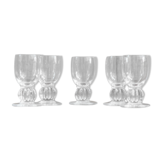 Lot of 5 glasses with digestive lalique france