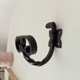 Pair of antique wrought iron coat hooks