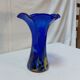 Vase Tulipe vintage en verre d'art soufflé à la main bleu Cobalt style Murano