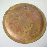 Ancien plateau oriental de service à thé en laiton/bronze finement ciselé 34 cm