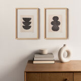 Duo of paintings on paper M636 M631 signed Eawy