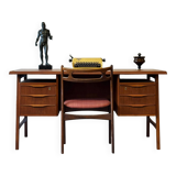 Freestanding teak desk, Denmark 60s/70s, vintage, mid-c mode