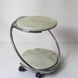 Space Age green onyx and chrome table