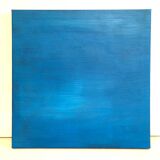 Tableau Huile Bleu Abstrait Monochrome