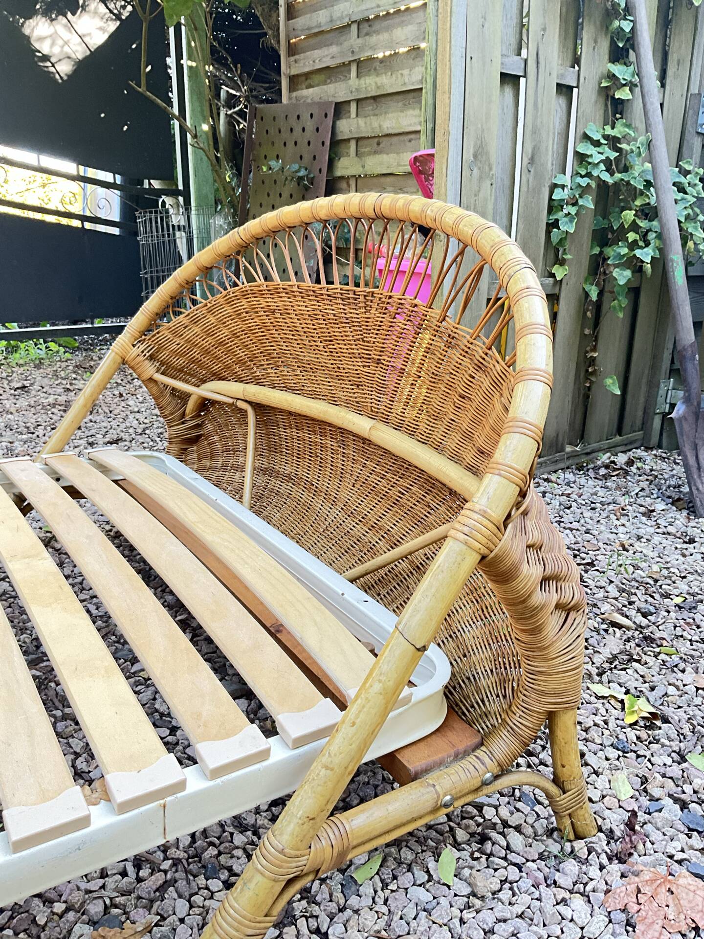 Vintage seventies rattan children's basket.