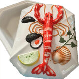 Ceramic dish with slip lid lobster decor