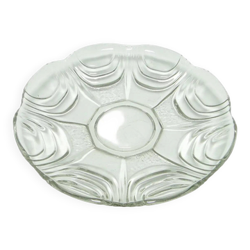 Dish, modernism, transparent glass, Huta Hortensja, Poland, 1950s