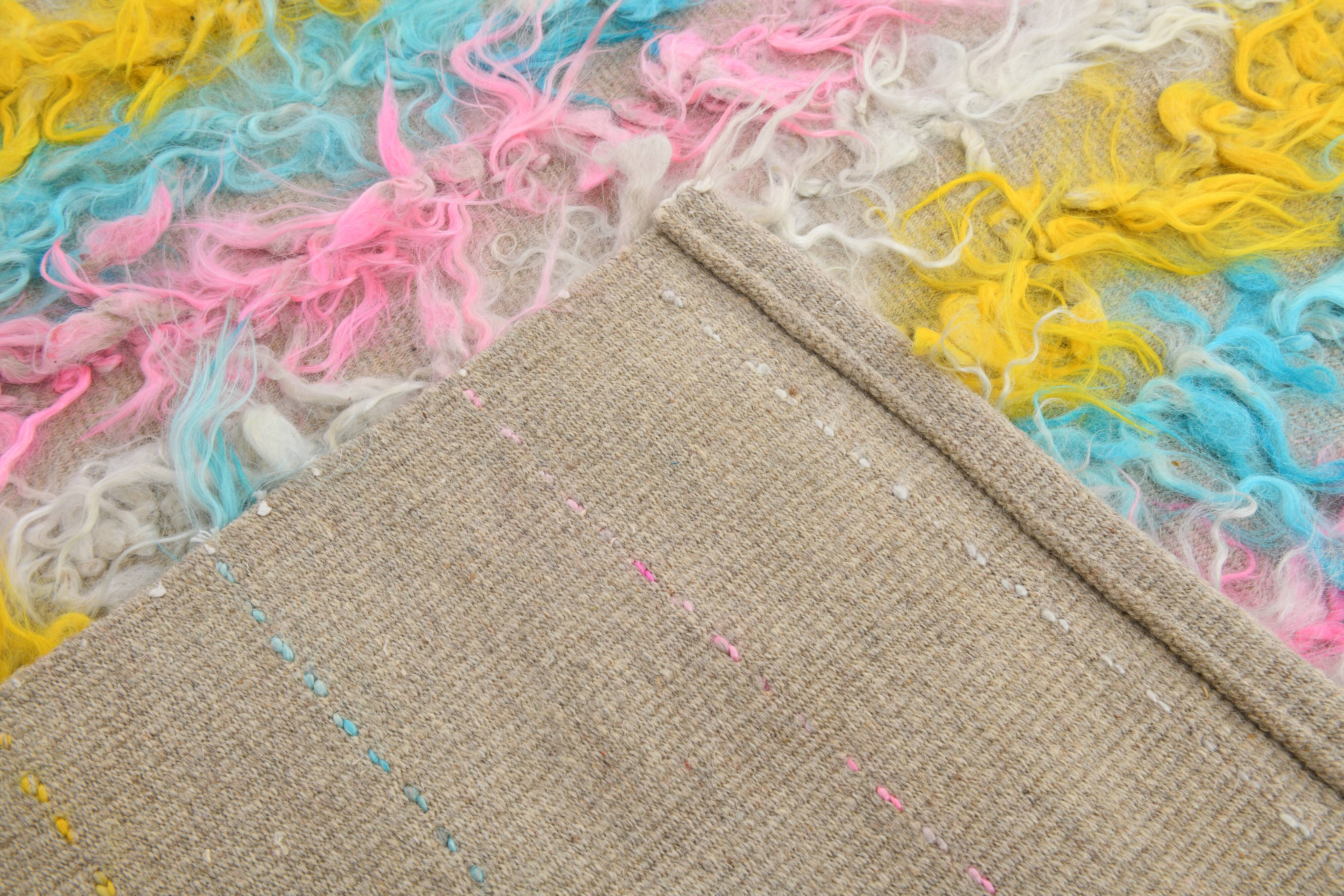 3x10 Pink & Blue Kilim Runner Rug, 94x294Cm