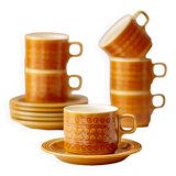 6 cups with sub-cups - vintage pattern - Hornsea England model Saffron