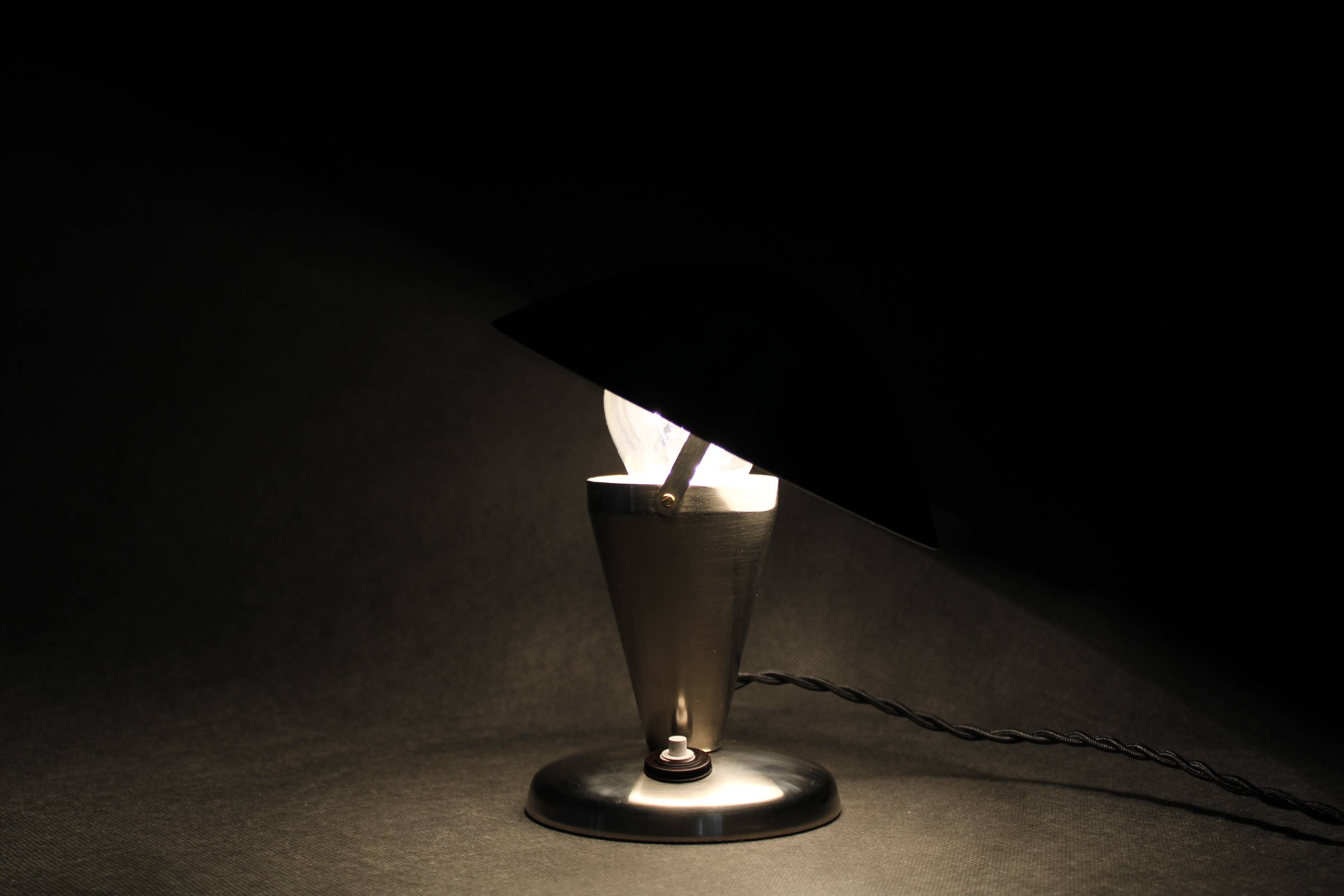 L'Industrie De L'abat-jour En émail – Usine Lampe 36 Cm Noir – 2. Choix, Émail, Lampenschirm & Messingfassung Antik-gebürstet, E27 60.00 W