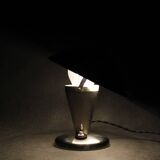 Czechoslovak Art Deco chrome table lamp with metal shade, 1930s