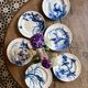 Set of 6 flat ironstone plates - Japanese Model 2 from Longwy