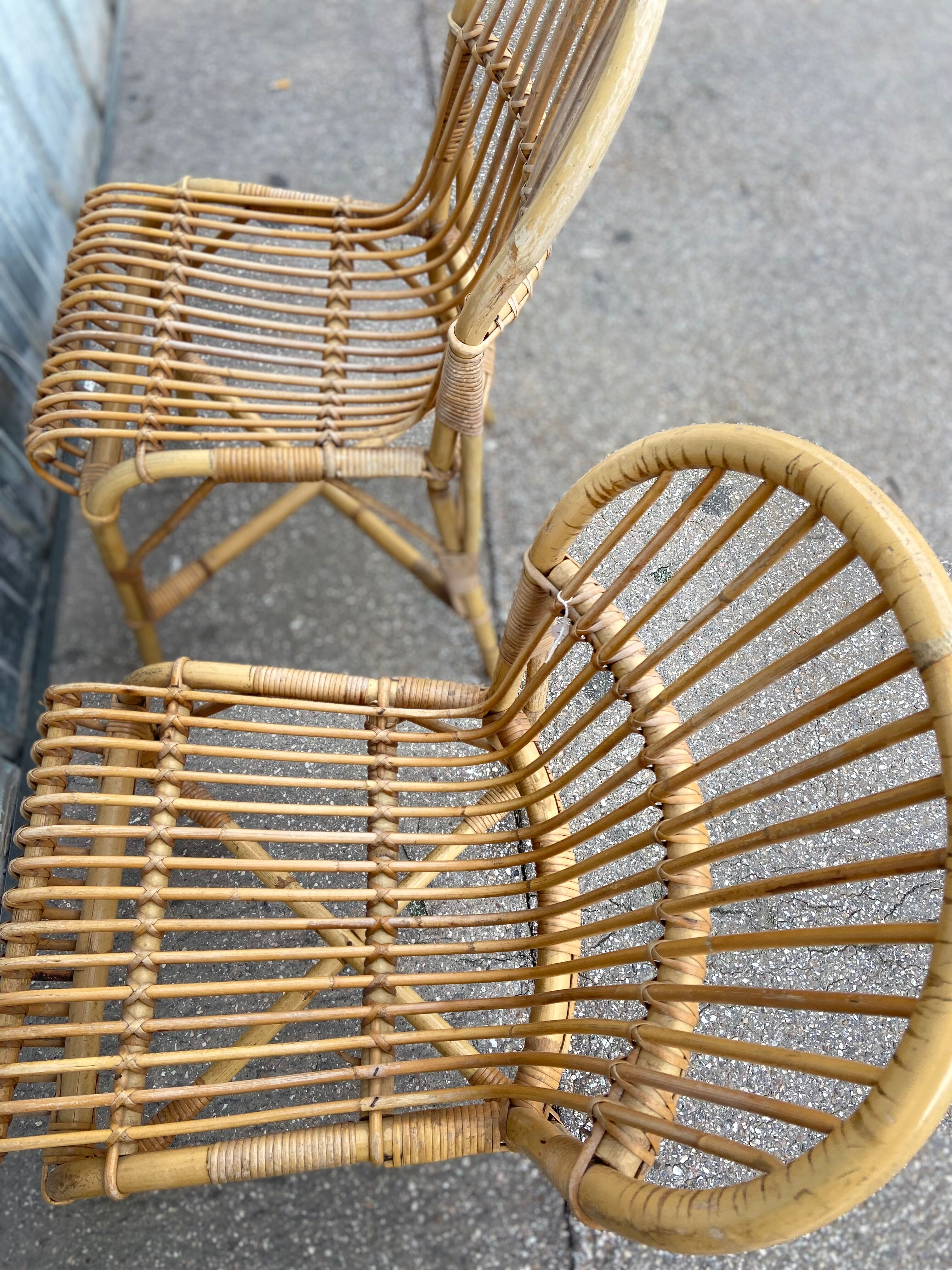Pair of vintage rattan chairs