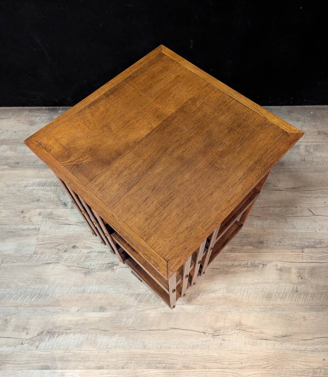 Rotating mahogany bookshelf