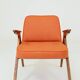 Scandinavian orange papaya wool armchair 1960