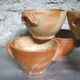 Set of 5 large sandstone bowls signed