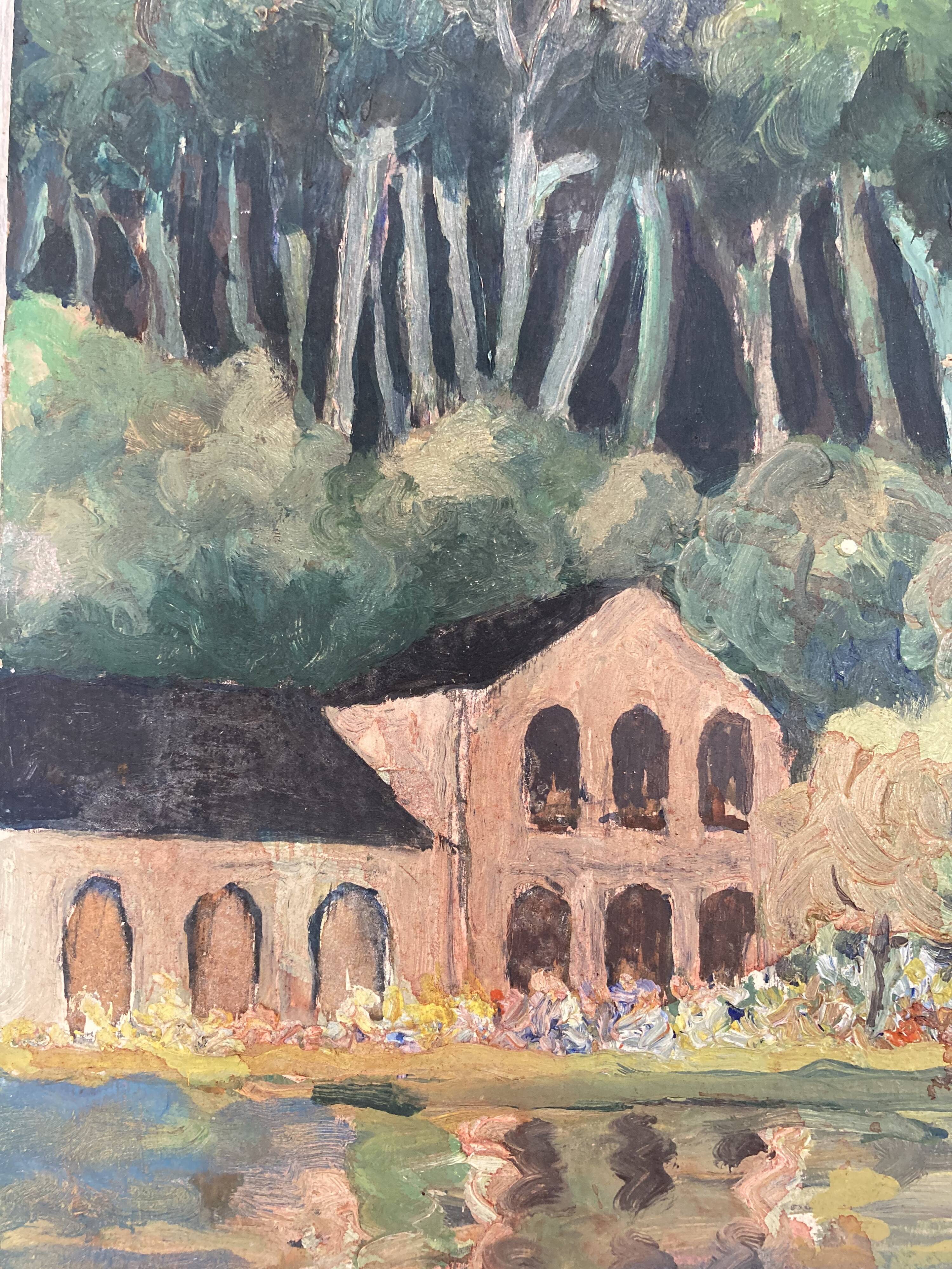 Oil painting on vintage cardboard