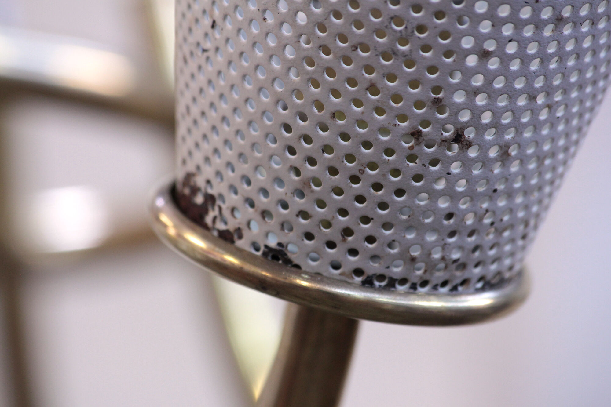 Perforated metal chandelier with 6 lights from the 1950s.