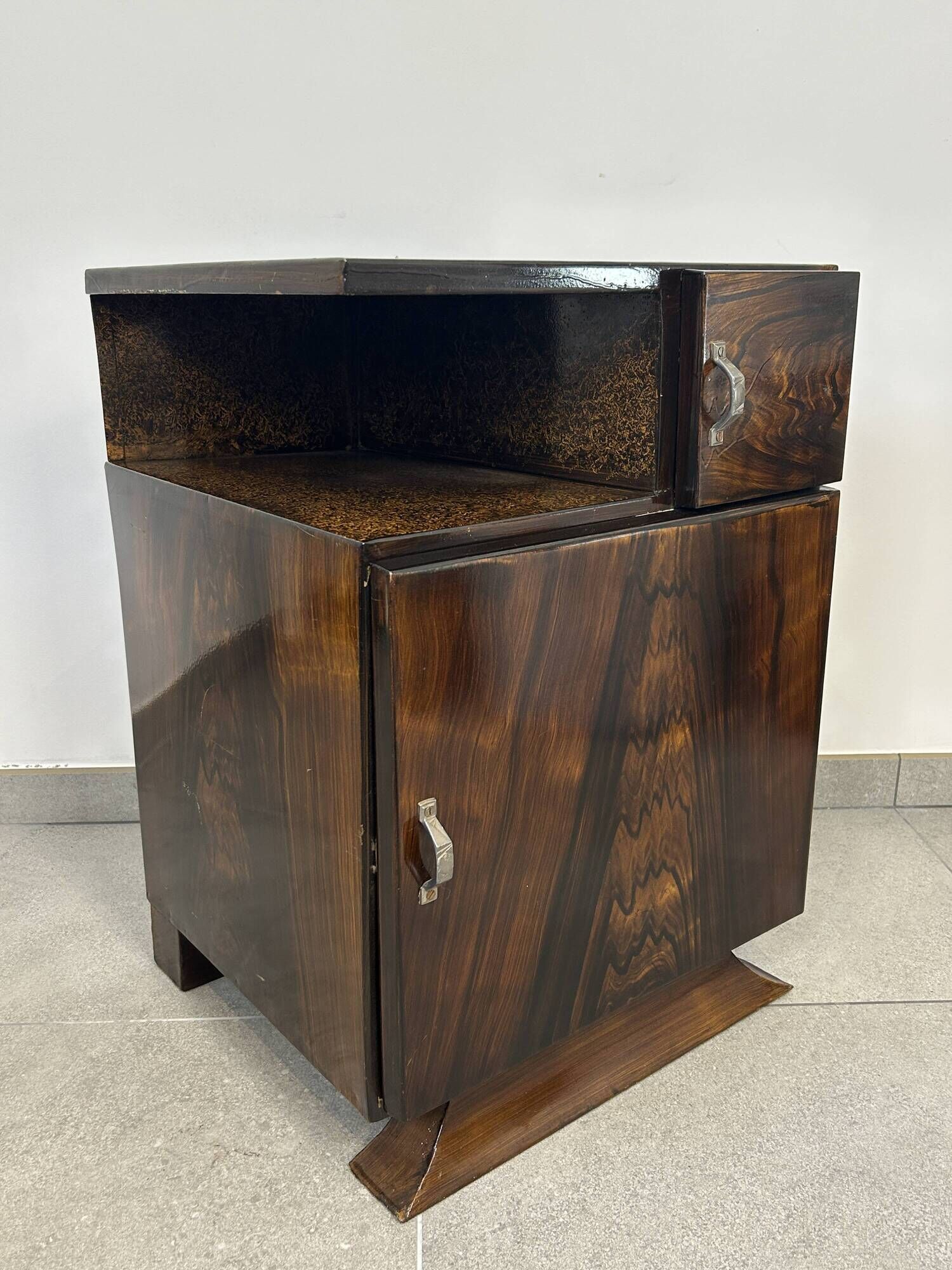 Art Deco metal bedside table