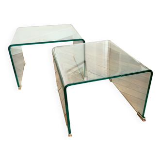 2 nesting tables in glass