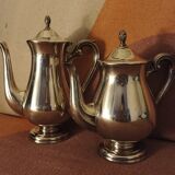 Set of 2 silver metal pourers punched and numbered