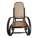 Rocking-chair en bois et cannage