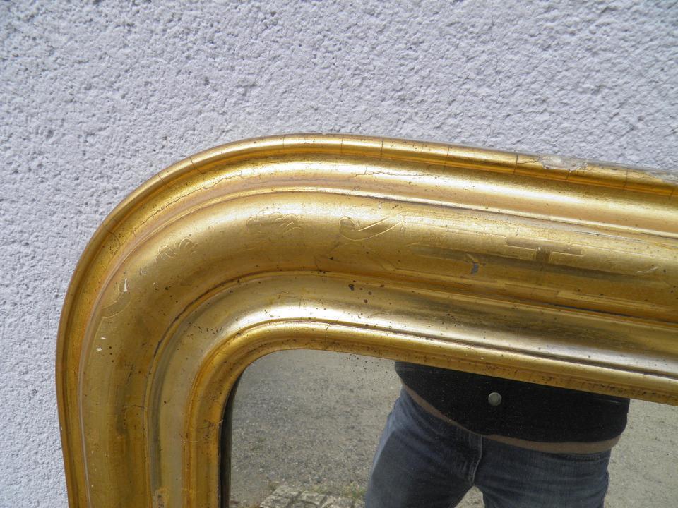 Old gilded wooden mirror in the Napoleon III style, 83x138cm