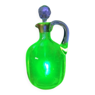 Vintage carafe in fluorine, signed 1930s–40s.