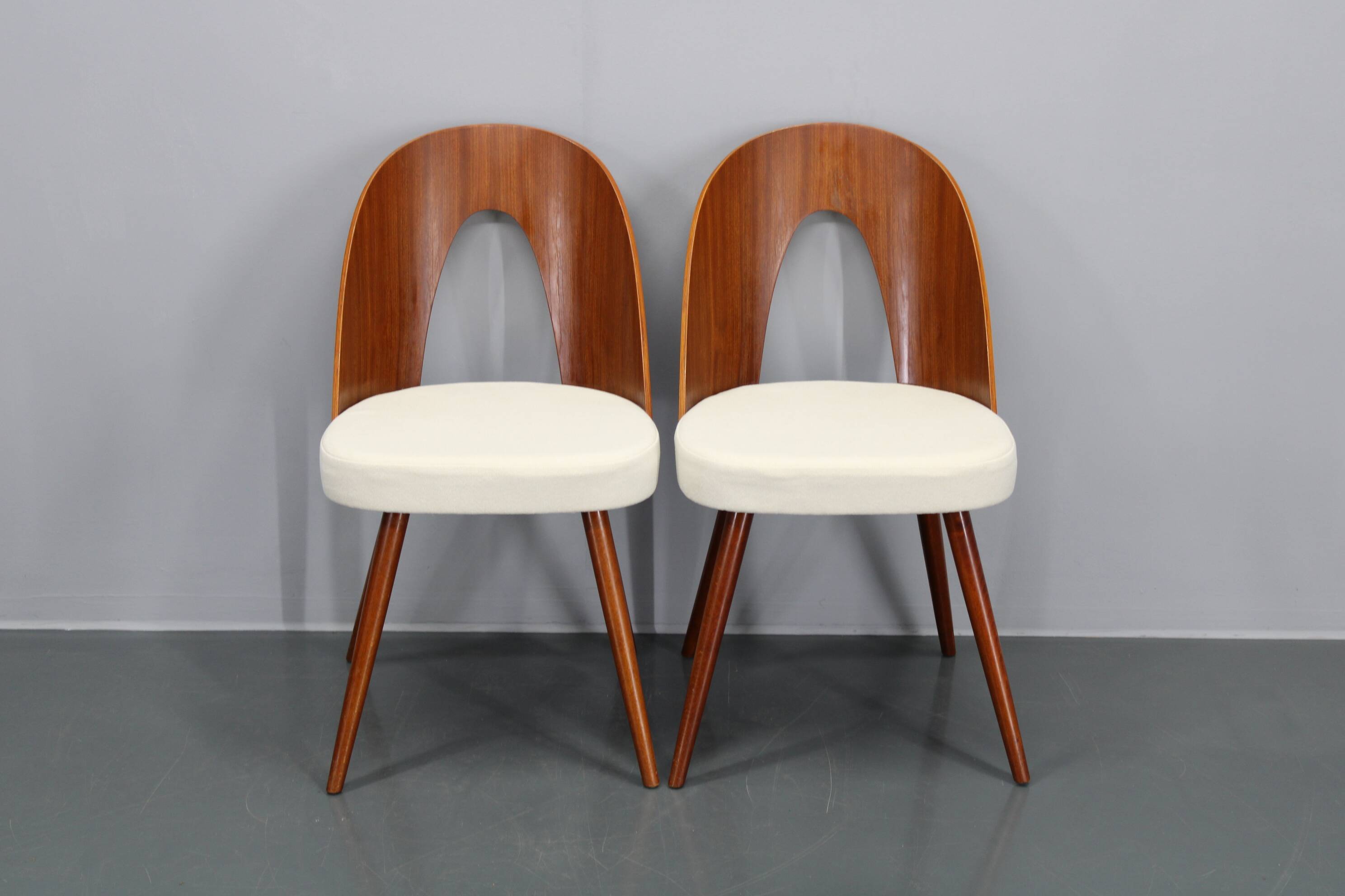 1960s Antonin Suman Pair of Restored Chairs in Walnut Finish