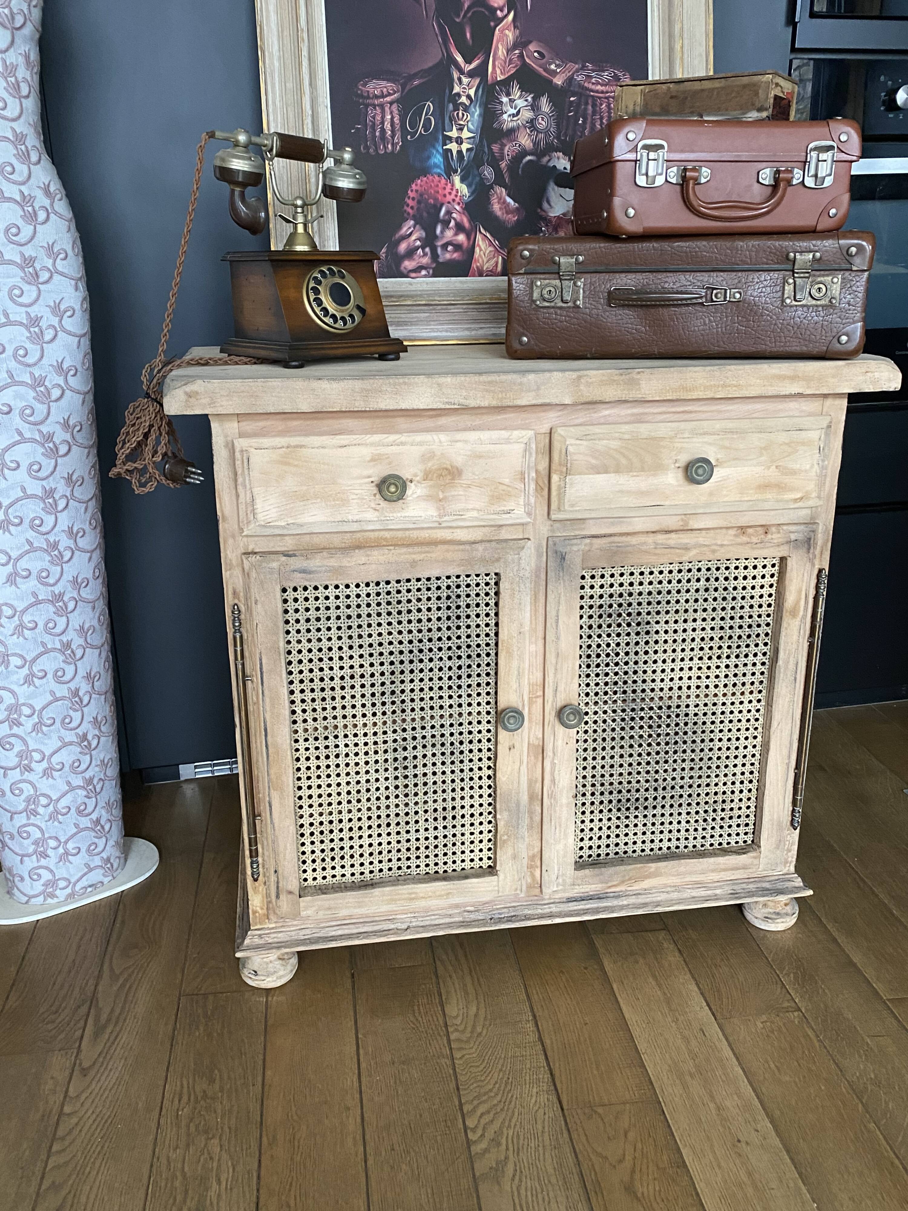 Old Parisian buffet with patinated solid wood