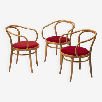 Ensemble de 3 chaises b9 en bois courbé produites par jasienica, pologne, années 1980