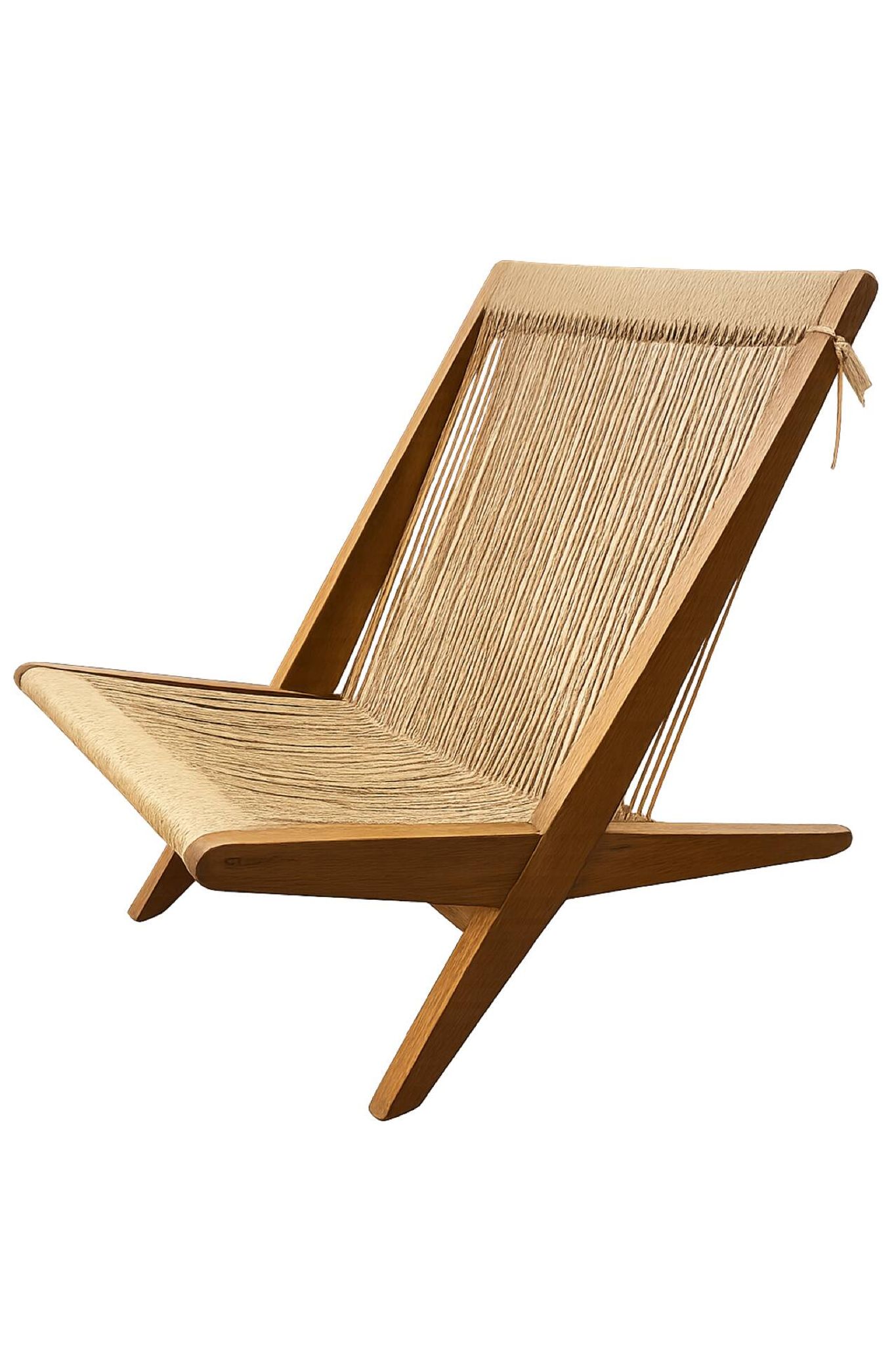 Sculptural lounge chair in oak w/ paper cord