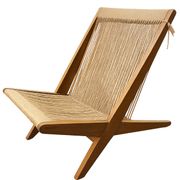 Sculptural lounge chair in oak w/ paper cord
