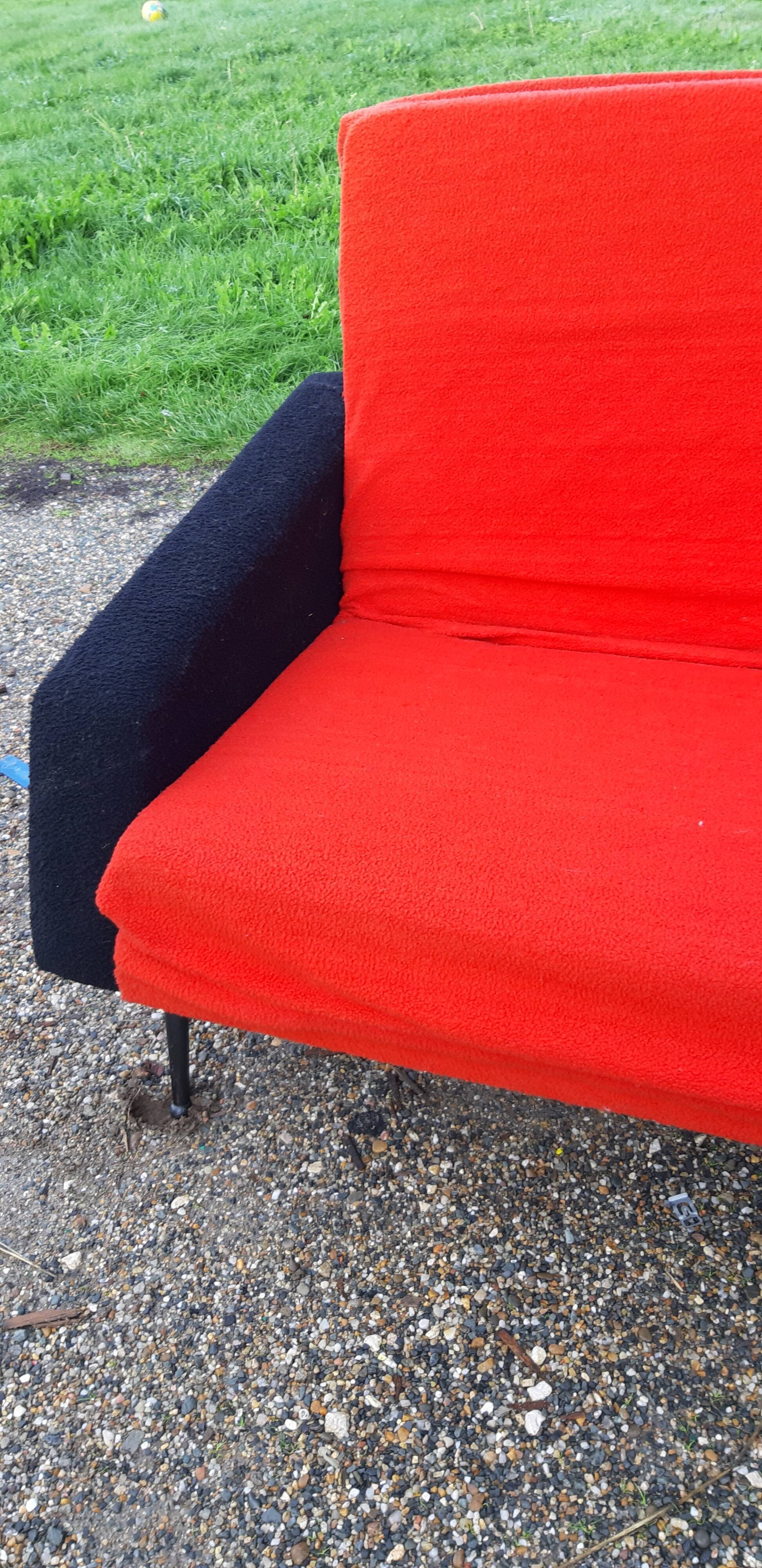 Vintage sofa red and black fabrics