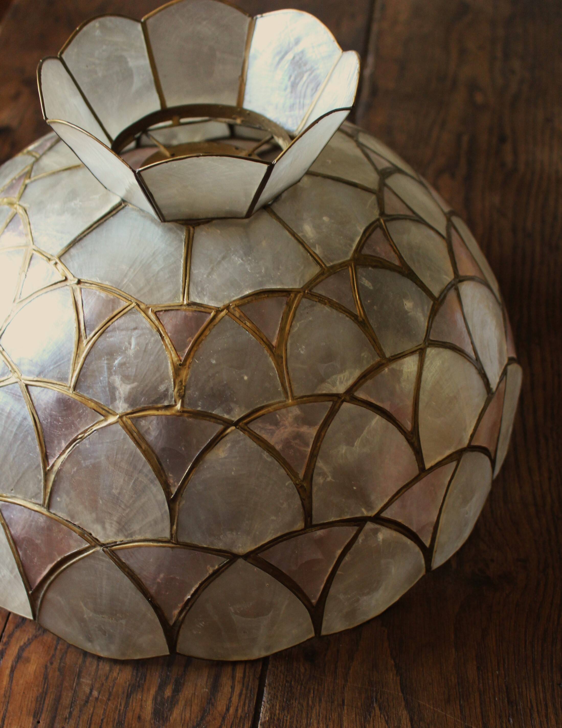 Vintage Brass Mother-of-Pearl Corolla Suspension