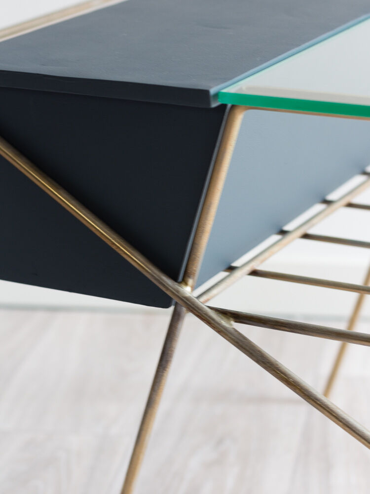 Glass and metal coffee table