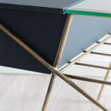 Glass and metal coffee table