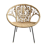 Vintage rattan chair bohemian volutes