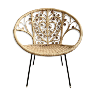 Vintage rattan chair bohemian volutes