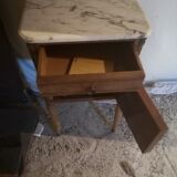 Bedside table encienne in walnut and marble