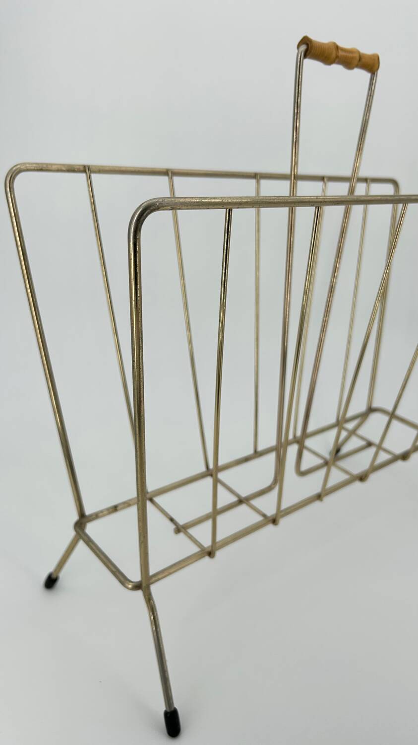 Vintage gold metal magazine rack