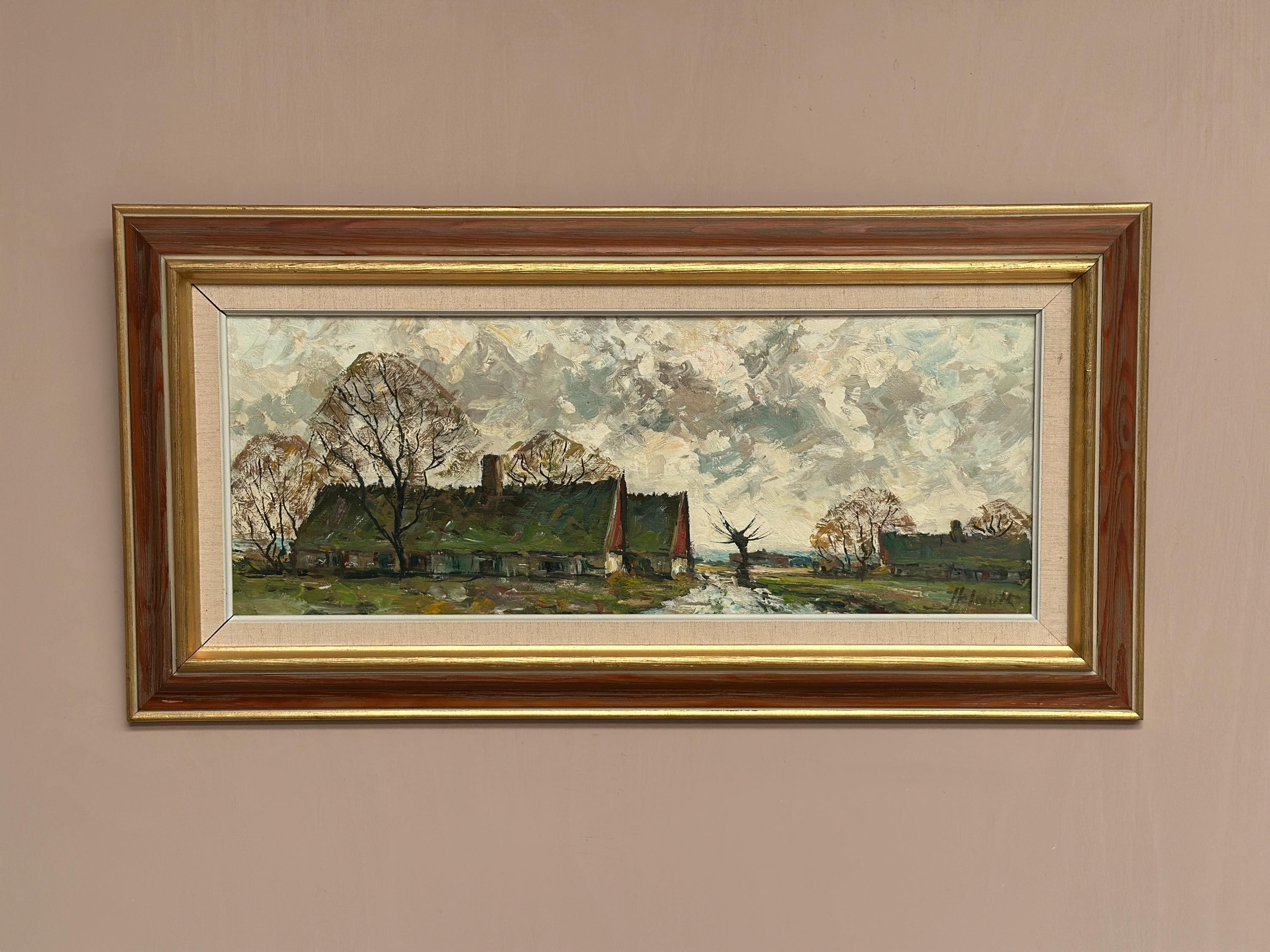 Huile sur toile scandinave – « Campagne » par Holmult