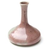 Set of 3 vases and box in mauve pink tones ceramic, 1970s