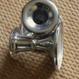 Pair of chrome metal candlesticks