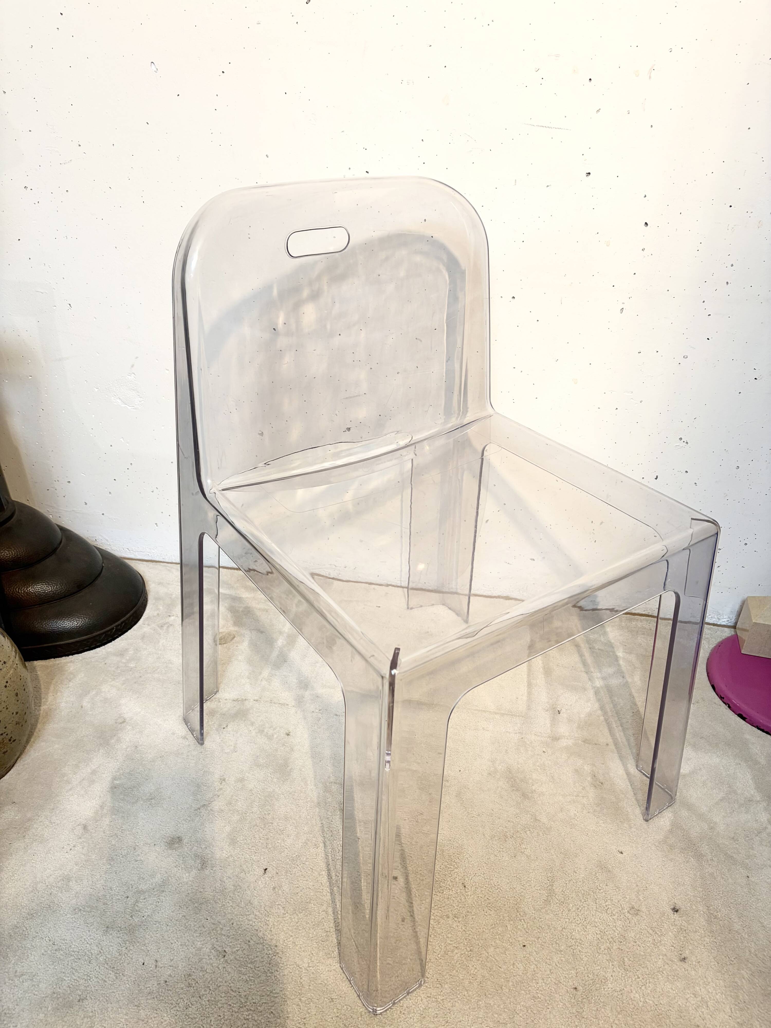 Transparent chair Trono, Sottsass Associati, Segis
